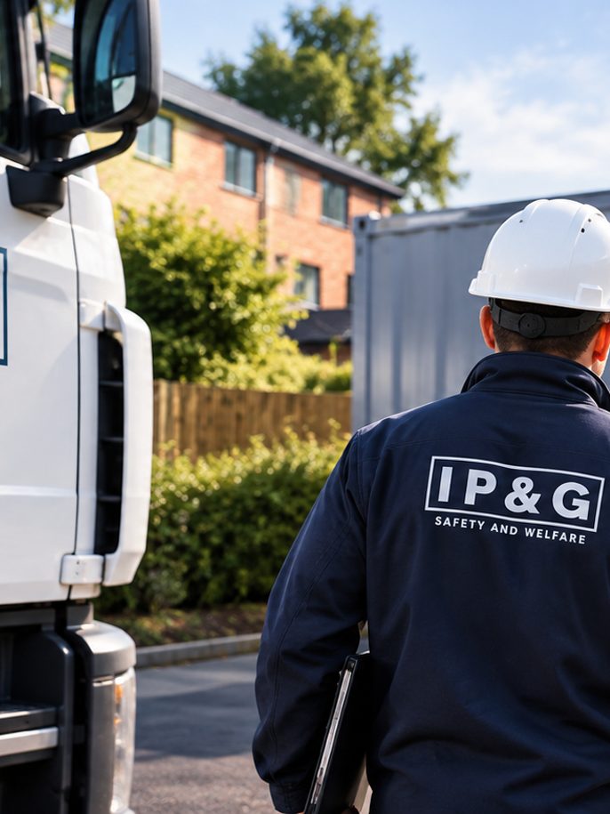 IP&G operative walking to the crane lorry on site